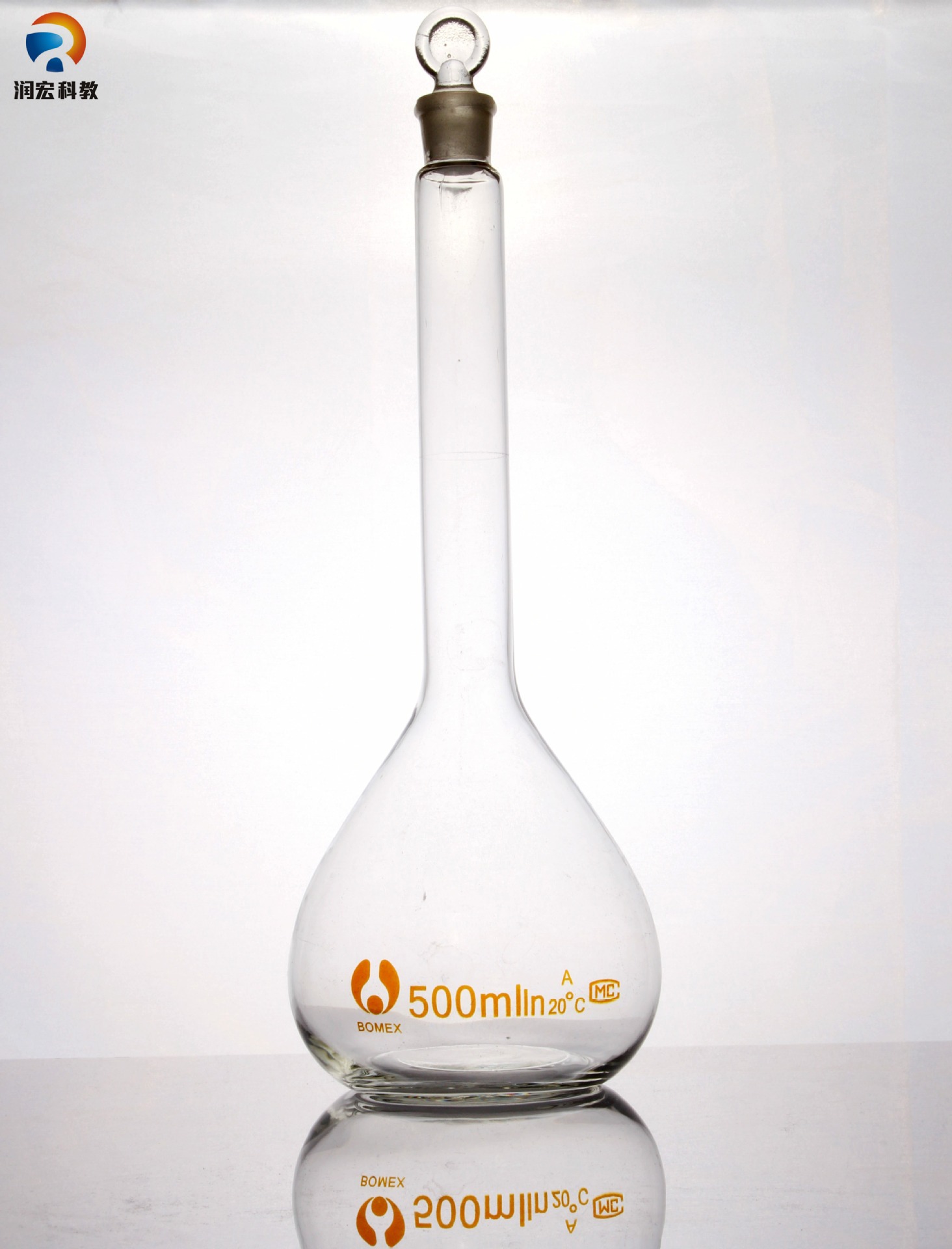 玻璃容量瓶 透明500ml 化学实验仪器 实验玻璃器材