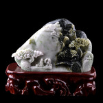 新品 天然独山玉原石畅游意境山水摆件摆台南阳独玉巧雕玉石雕件