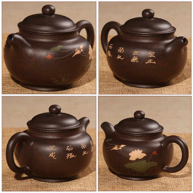 紫来顺茶具名家紫砂壶功夫茶具茶壶宜兴泥绘壶定做实力商家12145