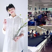 Nhà máy Quảng Châu Amoy chuyên nghiệp xử lý phụ nữ dệt bông và vải lanh áo sơ mi giản dị mẫu để bản đồ OEM Tùy biến xử lý của phụ nữ