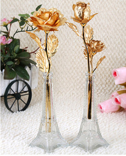 【玻璃瓶】供应埃菲尔铁塔玫瑰玻璃瓶 创意家居水培装饰品玻璃瓶