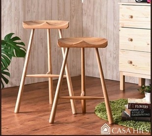 实木吧台椅简约吧台凳休闲吧椅创意高脚凳北欧酒吧椅实木椅子现代
