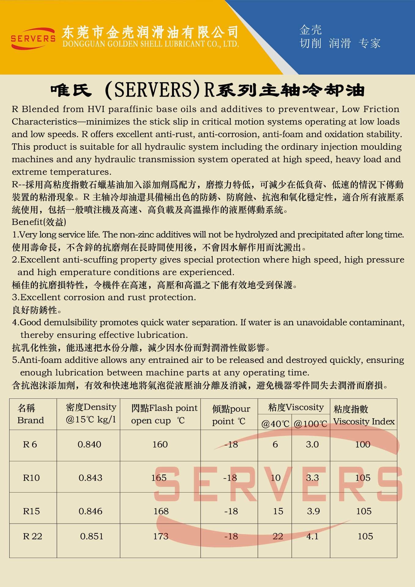 22.唯氏（SERVERS）R系列主轴冷却油