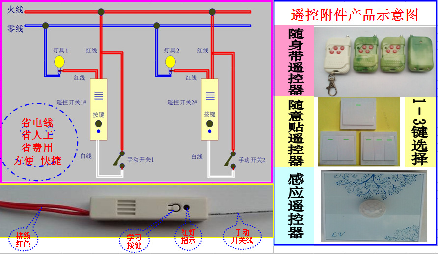 单路单控  智能开关安装方法 单火线接线,接线方式和普通机械开关方法