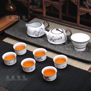 厂价直销 雪花釉陶瓷茶具套装 紫砂茶壶茶碗茶杯特价 功夫青花瓷