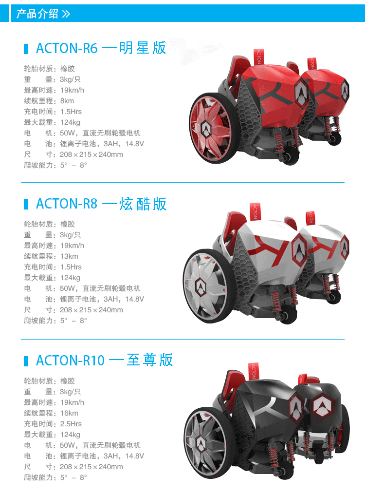 acton-r8 风火轮 阿克顿电动鞋 智能平衡暴走鞋 两轮代步工具