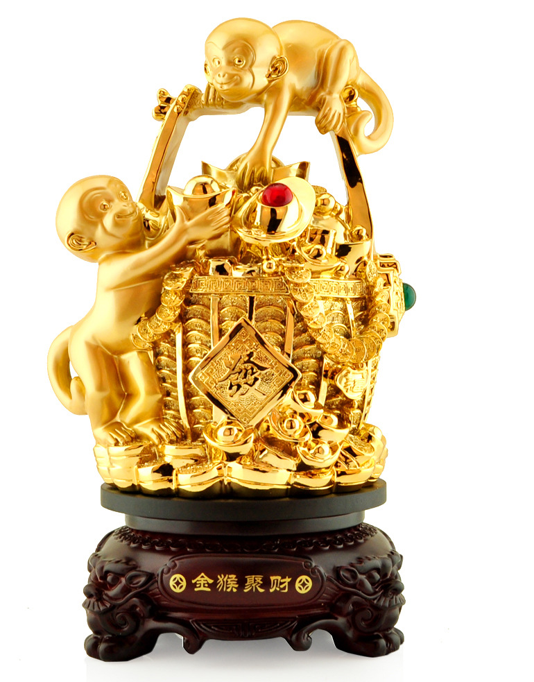聚财金猴摆件大号生肖猴工艺品创意可爱猴子家居装饰品商务礼品