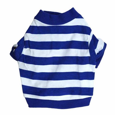 宠物服装 狗狗衣服 万圣节圣诞款 棉毛满印蓝白横条宠物体恤