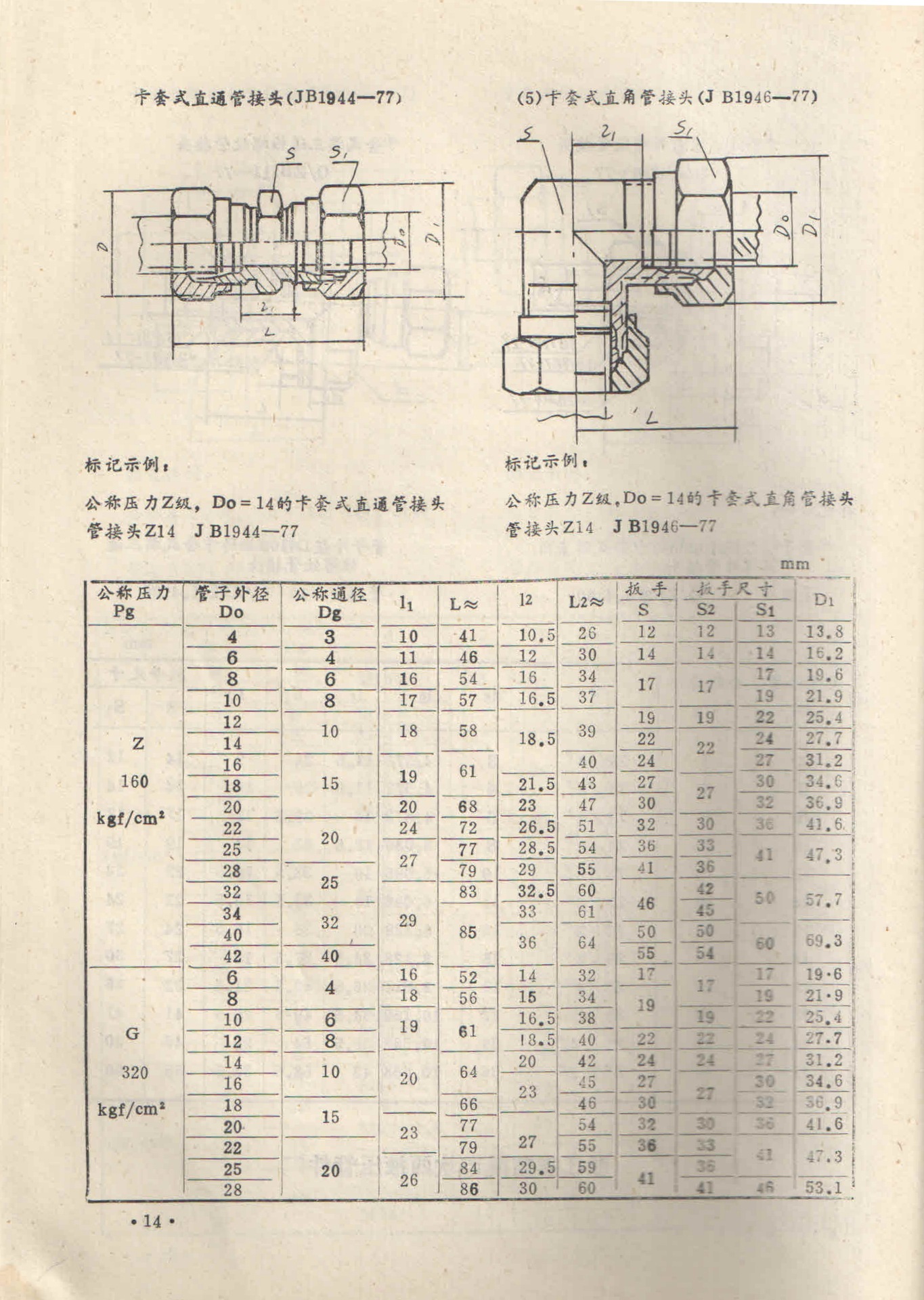 卡套式直角管接头重标g20 jb1946-77 国标gb3740.1-83