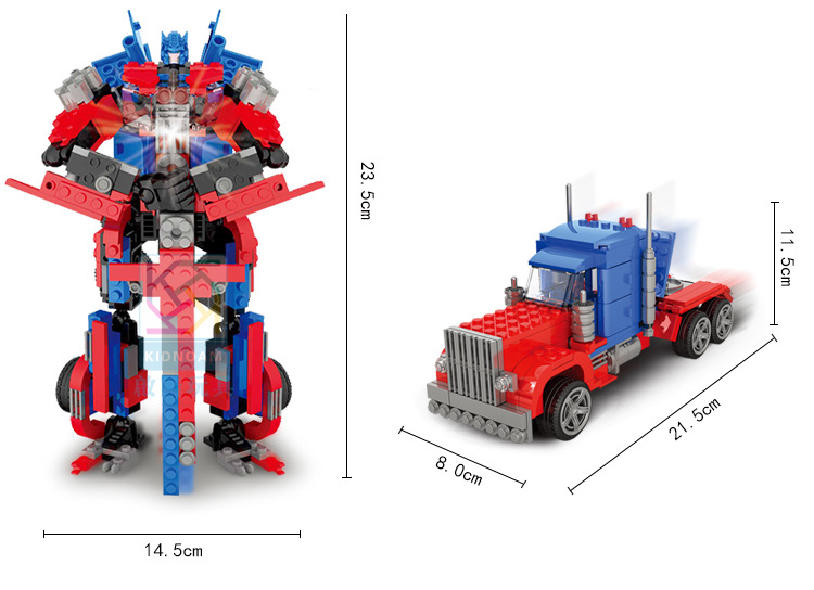 启诺益智拼装 变形金刚积木玩具 二合一擎天柱汽车人 331pcs