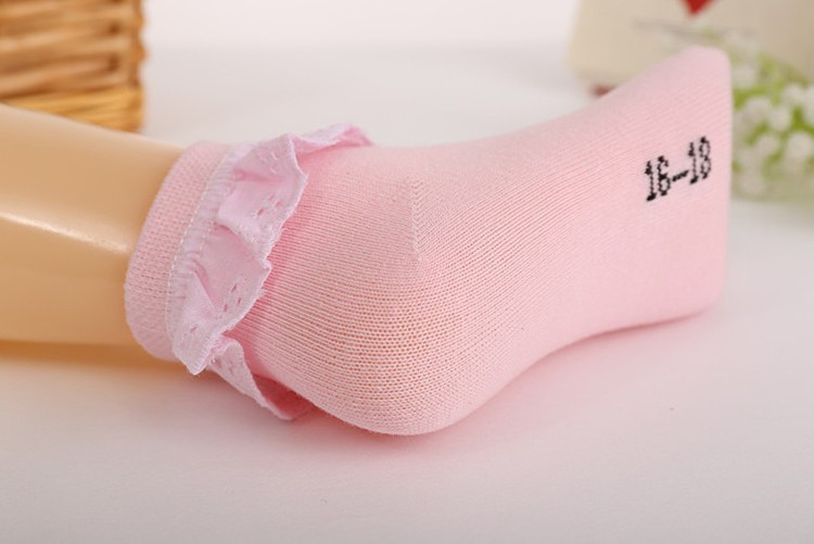 儿童袜子纯棉儿童布花边公主袜 女童白色粉色袜子 学生演出表演袜