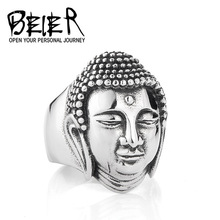 beier不锈钢饰品批发 男士钛钢戒指 佛教释迦牟尼佛祖头像 不掉色