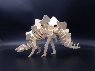 供应3D立体木质拼图 儿童益智早教创意木制恐龙模型玩具 剑龙