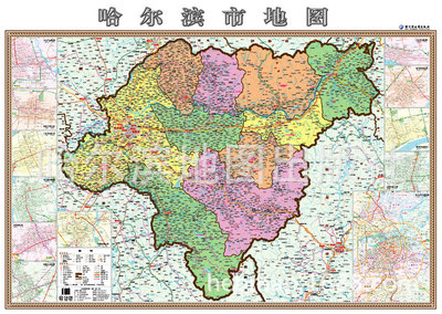 黑龙江省 哈尔滨市地图 行政区划 九区九县