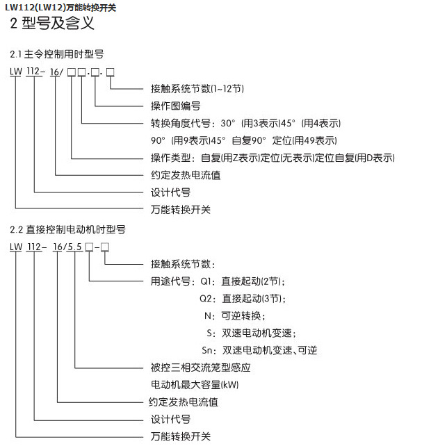 万能转换开关lw112-16/4节 组合开关(有各种规格及型号)