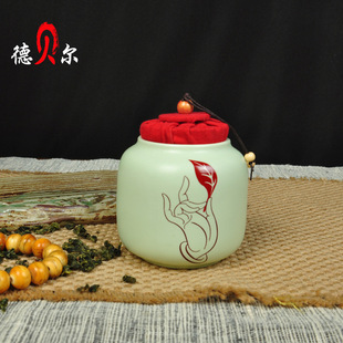 厂家批发创意陶瓷茶叶罐套装无纺布密封罐可配礼盒手提袋定制LOGO