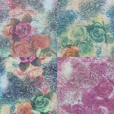 大花定位花图案 服装提花印花布 春夏服装印花面料 厂家直销