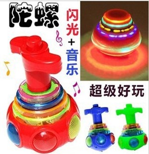 七彩UFO音乐陀螺 会唱歌 带灯光 玩具批发 发光陀螺  地摊货源