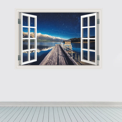 aw3020b海港码头星空墙贴 时尚个性创意3d立体墙贴画背景墙装饰