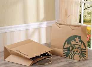 牛皮纸袋 食品袋手提 星巴克手提袋 食品外卖袋定做 纸袋厂家