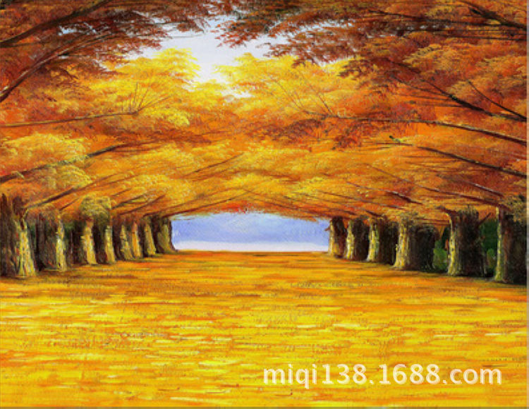 大型壁画壁纸电视客厅沙发卧室欧洲名画枫叶林油画