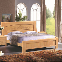 Nhà máy trực tiếp giường gỗ nguyên khối Đơn giản 1,8 m 1,5 Elm Trung Quốc giường đôi cao cấp giường lưu trữ giường bán buôn Giường gỗ