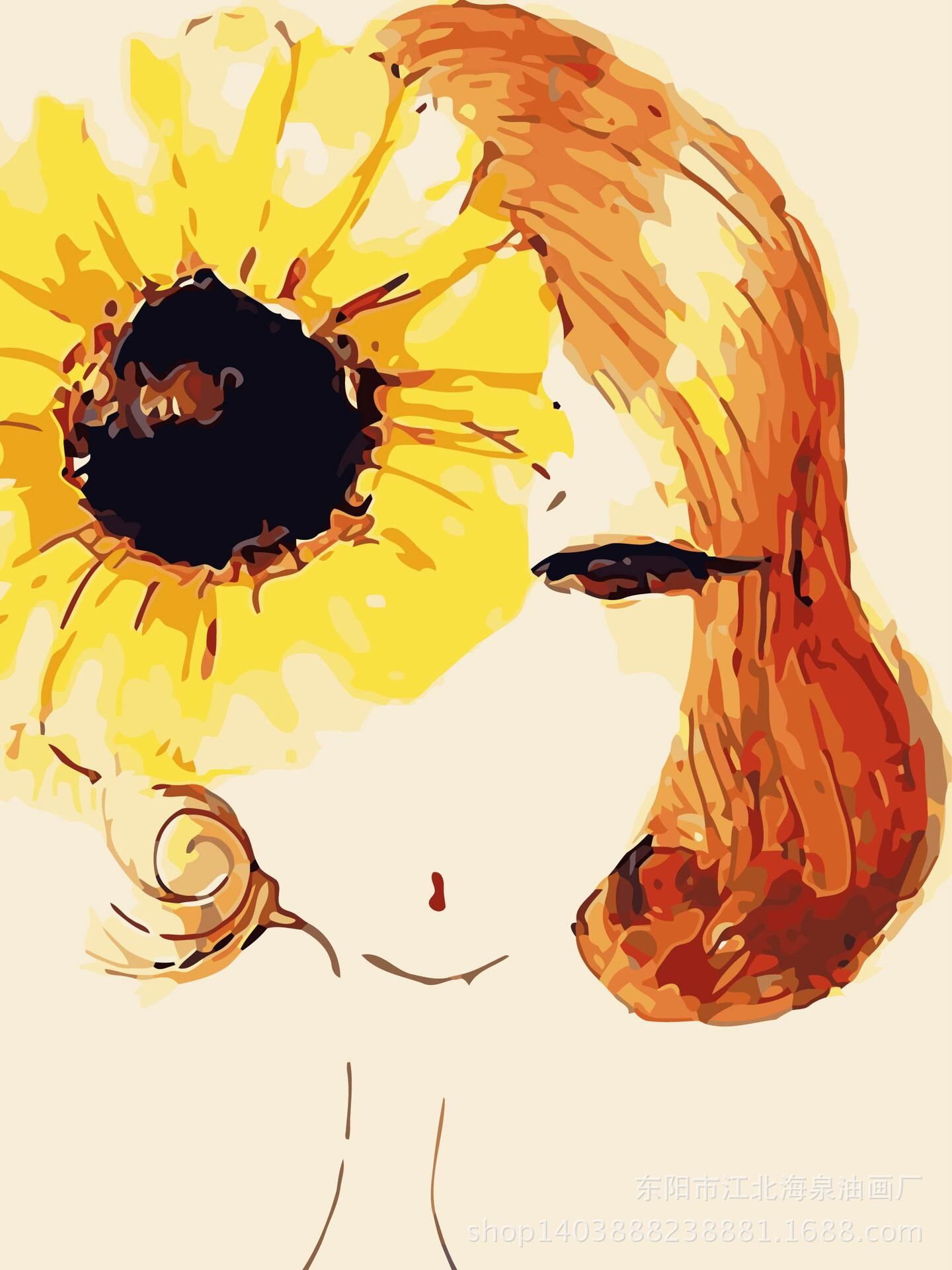diy数字油画工厂直销 手绘油画客厅抽象人物 40*50coco少女系列