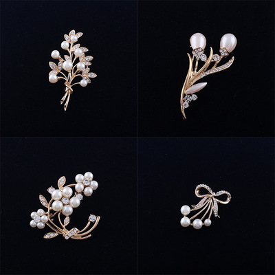 佑尊精品 高档水晶珍珠花朵胸针 韩版时尚婚庆花卉节日胸花 批发