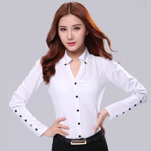 韩版女装纯色长袖衬衫 女式秋装新款高品质修身显瘦职业衬衣 批发