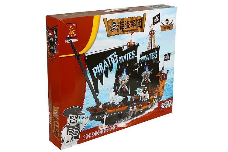 奥斯尼n27004 海盗幽灵船积木 益智儿童拼装玩具