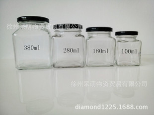 厂家直销100ml方形玻璃罐 马口铁盖子果酱瓶罐头玻璃瓶 酱菜瓶