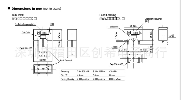 efoec16004t4 松下晶振 16mhz 直插陶振三脚 16mhz 16.000mhz