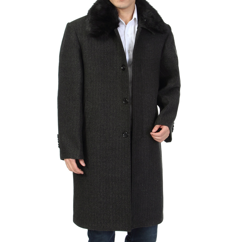 2015冬季男士长款羊毛呢大衣中老年男装男式