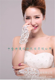 2015新款韩式婚纱礼服配饰新娘结婚蕾丝短款防晒白色红色手套