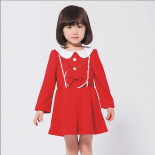韩版2015冬装新款女童连衣裙加厚不倒绒高品质品牌女童裙一件代发