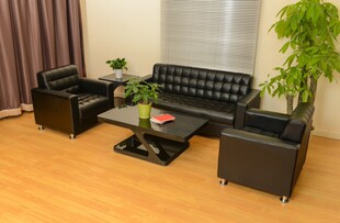 商务简约现代单三人办公沙发简易接待会客真皮办公室沙发