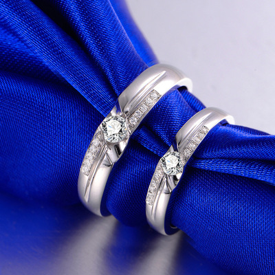 可挑gia裸钻 18k白金镶钻石携手对戒结婚 尊贵定制男女求婚