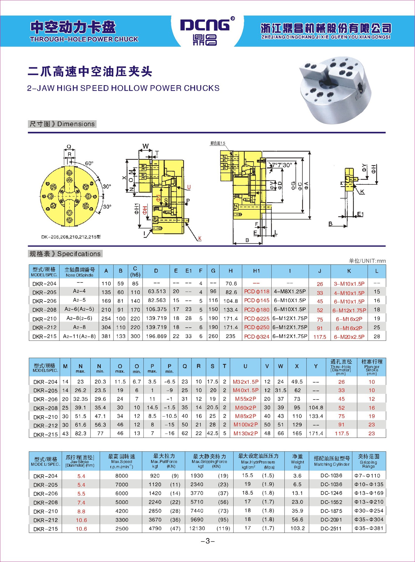 中空液压卡盘/油压卡盘/油压夹头/二爪5寸6寸8寸10寸12寸鼎昌dcng