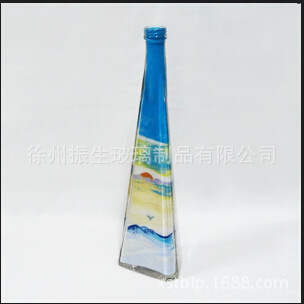批发 沙画瓶子空瓶 三角型玻璃瓶 约旦艺术制作玻璃瓶 厂家直销