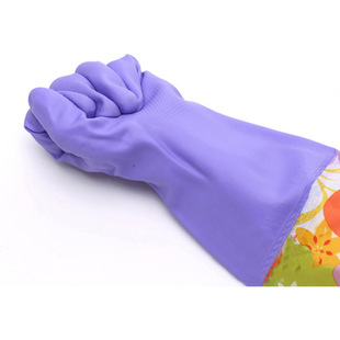 夏季单层 洗衣洗碗手套 家务用防水清洁花袖pvc橡胶手套批发