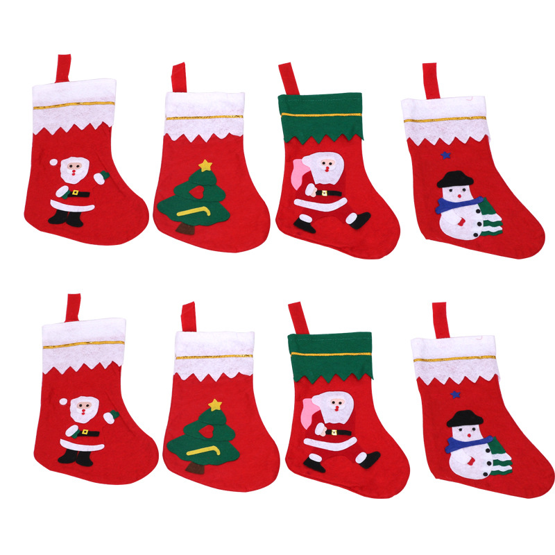 韩国可爱卡通袜子 圣诞节装饰袜 节日道具无纺布袜 厂家直销
