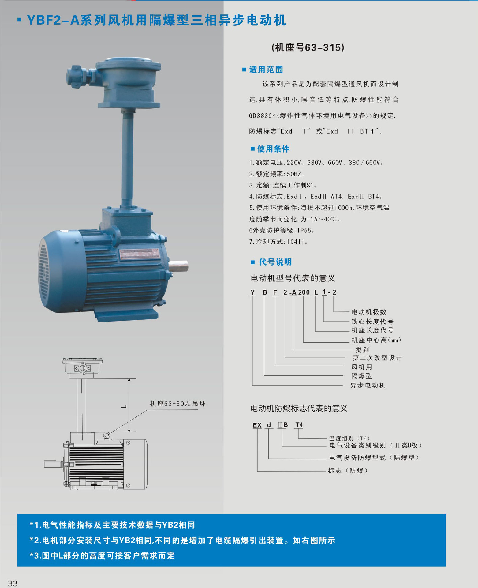 隔爆型三相异步电动机风机防爆电机 ybf2电机