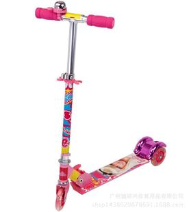 barbie芭比正品三轮闪光滑板车儿童卡通脚踏滑板车  体育用品