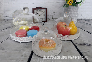 白色蕾丝花边玻璃蛋糕盘 水果托盘 厨房餐具