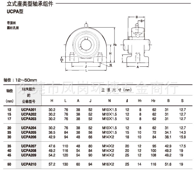 asahi u 窄立式座 cupa206 外球面轴承 结构紧凑 密封完善 通用性