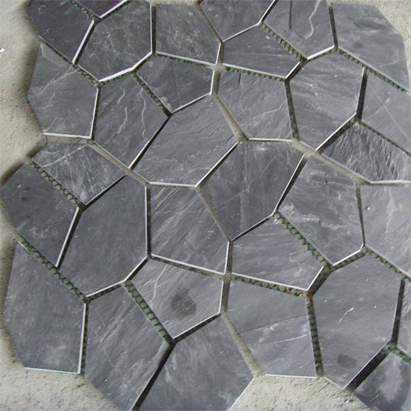 厂家直销星子石材 锈色黑色天然板岩乱形网贴石 文化石厂家
