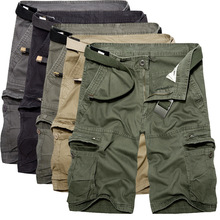 Bán buôn nước ngoài ebay XL năm quần overalls quần short cotton nam nhiều túi K038 Quần yếm