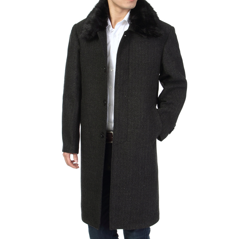 2015冬季男士长款羊毛呢大衣中老年男装男式