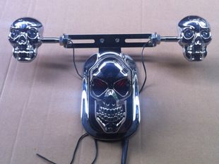 摩托车配件哈雷巡航太子大龟王改装骷髅头鬼头尾灯转向灯总成一套