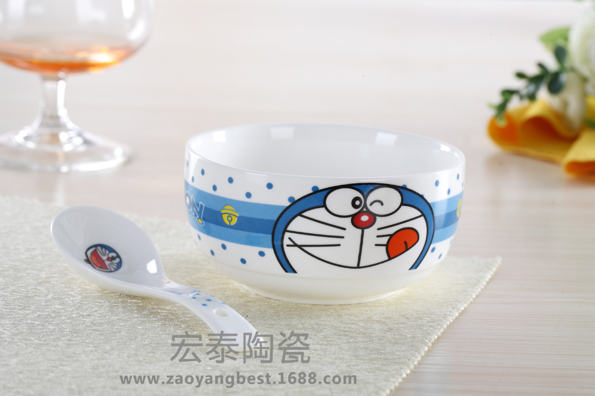 小额批发 多啦a梦儿童餐具 14头叮当猫卡通餐具 创意可爱碗套